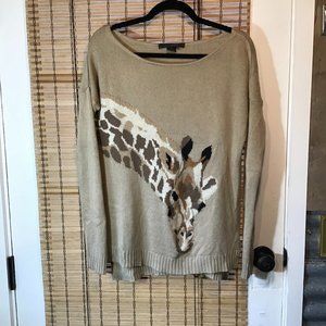 89th & Madison LS pullover tan sweater w/giraffe